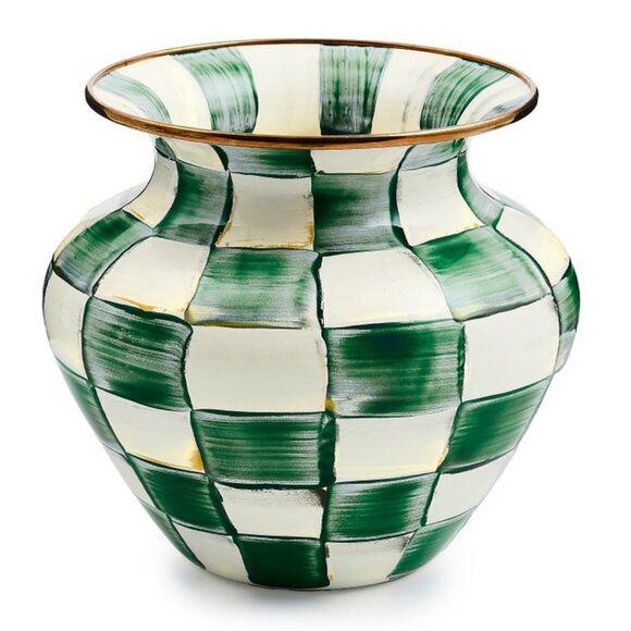 NEW MacKenzie-Childs Emerald Check Large Vase - Picture 2 of 3